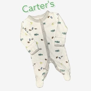 5/$25 CARTER'S 🚚 Trucks Snap Button Up Footies Size NB